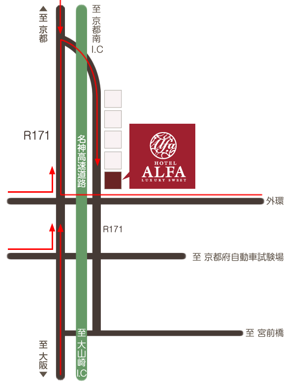 HOTEL ALFAへのアクセスMap